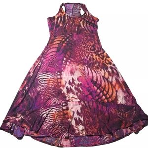 Dress Long Maxi Casual Women's size L Art print by Rekless Hearts MADE IN USA